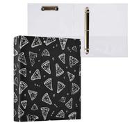 Kcldeci Raccoglitore a 3 anelli con copertina rigida, cuore bianco pizza, 3,8 cm, anelli rotondi con tasche interne, per scuola, ufficio, ricette, 1 confezione