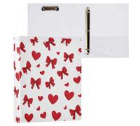 Kcldeci Raccoglitore a 3 anelli con copertina rigida, fiocchi a forma di cuore, 3,8 cm, anelli rotondi con tasche interne, per scuola, ufficio, ricette, raccoglitori, 1 confezione