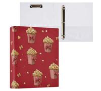 Kcldeci Raccoglitore a 3 anelli con copertina rigida, fiocchi di nastro popcorn da 3,8 cm, anelli rotondi con tasche interne, per scuola, ufficio, ricette, raccoglitori, 1 confezione