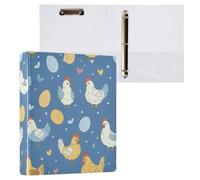 Kcldeci Raccoglitore a 3 anelli con copertina rigida, galline e pulcini rotondi da 3,8 cm, 200 fogli per ufficio, casa, rientro a scuola, confezione da 2