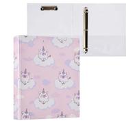 Kcldeci Raccoglitore a 3 anelli con copertina rigida, Happy Pig on Clouds, anelli rotondi da 3,8 cm, con tasche interne, per scuola e ufficio, ricette, confezione da 2