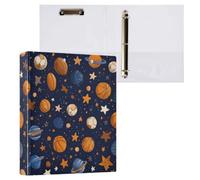Kcldeci Raccoglitore a 3 anelli con copertina rigida, motivo: basket Star Space1, anelli rotondi da 3,8 cm, con tasche interne, per scuola, ufficio, ricette, 1 confezione