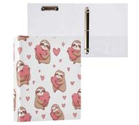 Kcldeci Raccoglitore a 3 anelli con copertina rigida, motivo: bradipo e cuore, 3,8 cm, con tasche interne, per scuola, ufficio, ricette, 1 confezione