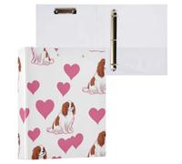 Kcldeci Raccoglitore a 3 anelli con copertina rigida, motivo: cane Cavalier King Charles, 3,8 cm, con tasche interne, per scuola, ufficio, ricette, 1 confezione