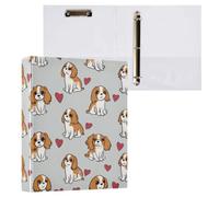 Kcldeci Raccoglitore a 3 anelli con copertina rigida, motivo Cavalier King Charles Dog1, anelli rotondi da 3,8 cm, con tasche interne, per scuola, ufficio, ricette, confezione da 2