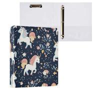 Kcldeci Raccoglitore a 3 anelli con copertina rigida, motivo foglie di unicorno, 3,8 cm, 200 fogli, per ufficio, casa, rientro a scuola, confezione da 2