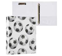 Kcldeci Raccoglitore a 3 anelli con copertina rigida, motivo palla da calcio, senza cuciture, 3,8 cm, anelli rotondi con tasche interne, per scuola, ufficio, ricette, raccoglitori, confezione da 2