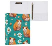 Kcldeci Raccoglitore a 3 anelli con copertina rigida, motivo porcellini d'India da 3,8 cm, con tasche interne, per scuola, ufficio, ricette, 1 confezione
