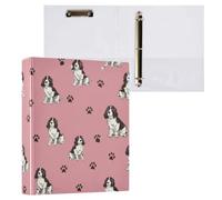 Kcldeci Raccoglitore a 3 anelli con copertina rigida, motivo Springer Spaniel Paws, anelli rotondi da 3,8 cm, con tasche interne, per scuola, ufficio, ricette, 1 confezione