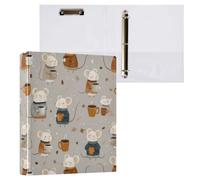 Kcldeci Raccoglitore a 3 anelli con copertina rigida, motivo: topolini con caffè, 3,8 cm, 200 fogli, per ufficio, casa, rientro a scuola, confezione da 1