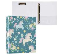 Kcldeci Raccoglitore a 3 anelli con copertina rigida, motivo unicorno, 3,8 cm, 200 fogli, per ufficio, casa, rientro a scuola, confezione da 1
