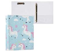 Kcldeci Raccoglitore a 3 anelli con copertina rigida, motivo unicorno, 3,8 cm, 200 fogli, per ufficio, casa, rientro a scuola, confezione da 2