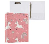 Kcldeci Raccoglitore a 3 anelli con copertina rigida, motivo unicorno, 3,8 cm, 200 fogli, per ufficio, casa, rientro a scuola, confezione da 2