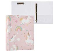 Kcldeci Raccoglitore a 3 anelli con copertina rigida, motivo unicorno, arcobaleno, 3,8 cm, 200 fogli, per ufficio, casa, rientro a scuola, confezione da 2
