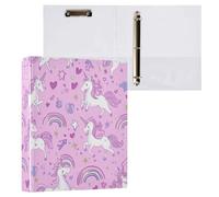 Kcldeci Raccoglitore a 3 anelli con copertina rigida, motivo unicorno, arcobaleno, 3,8 cm, 200 fogli, per ufficio, casa, rientro a scuola, confezione da 2