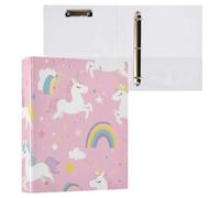 Kcldeci Raccoglitore a 3 anelli con copertina rigida, motivo unicorno da 3,8 cm, 200 fogli per ufficio, casa, rientro a scuola, confezione da 1