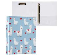 Kcldeci Raccoglitore a 3 anelli con copertina rigida per carta formato lettera, alpaca e cuore1 anelli rotondi da 3,8 cm, organizer per scuola/ufficio, confezione da 1