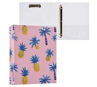 Kcldeci Raccoglitore a 3 anelli con copertina rigida per carta formato lettera, ananas e palma, anelli rotondi da 3,8 cm, organizer per scuola/ufficio, confezione da 2