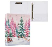 Kcldeci Raccoglitore a 3 anelli con copertina rigida per carta formato lettera, Babbo Natale, renna, anelli rotondi da 3,8 cm, organizer per scuola/ufficio, confezione da 1