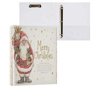 Kcldeci Raccoglitore a 3 anelli con copertina rigida, per carta formato lettera, biglietti di Natale con Babbo Natale, anelli rotondi da 3,8 cm, organizer per scuola/ufficio, confezione da 1