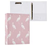Kcldeci Raccoglitore a 3 anelli con copertina rigida per carta formato lettera, cicogna bianca, anelli rotondi da 3,8 cm, organizer per scuola/ufficio, confezione da 2