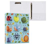 Kcldeci Raccoglitore a 3 anelli con copertina rigida per carta formato lettera, coccinelle, lumache e ragni, anelli rotondi da 3,8 cm, organizer per scuola/ufficio, confezione da 1
