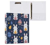 Kcldeci Raccoglitore a 3 anelli con copertina rigida per carta formato lettera, coniglietto pasquale e uovo, anelli rotondi da 3,8 cm, organizer per scuola/ufficio, confezione da 2