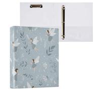 Kcldeci Raccoglitore a 3 anelli con copertina rigida per carta formato lettera, fatine della foresta grigia, anelli rotondi da 3,8 cm, organizer per scuola/ufficio, confezione da 1