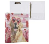 Kcldeci Raccoglitore a 3 anelli con copertina rigida per carta formato lettera, Happy Golden Retriever anelli rotondi da 3,8 cm, organizer per scuola/ufficio, confezione da 1