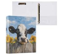 Kcldeci Raccoglitore a 3 anelli con copertina rigida, per carta formato lettera, mucca latte, girasole, anelli rotondi da 3,8 cm, organizer per scuola/ufficio, confezione da 1