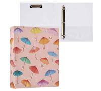 Kcldeci Raccoglitore a 3 anelli con copertina rigida per carta formato lettera, ombrello colorato con cartoni animati, anelli rotondi da 3,8 cm, organizer per scuola/ufficio, confezione da 1