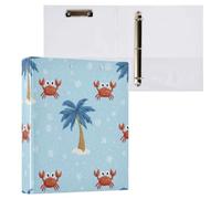 Kcldeci Raccoglitore a 3 anelli con copertina rigida per carta formato lettera, palma granchio, anelli rotondi da 3,8 cm, organizer per scuola/ufficio, confezione da 2