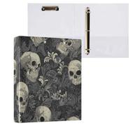 Kcldeci Raccoglitore a 3 anelli con copertina rigida, per carta formato lettera, teschi e cachemire, anelli rotondi da 3,8 cm, organizer per scuola/ufficio, confezione da 2