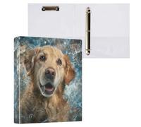 Kcldeci Raccoglitore a 3 anelli con copertina rigida per carta formato lettera, testa di Golden Retriever, anelli rotondi da 3,8 cm, organizer per scuola/ufficio, confezione da 1