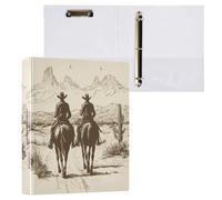 Kcldeci Raccoglitore a 3 anelli con copertina rigida, per carta formato lettera, vintage, cowboy occidentali, Deserto, anelli rotondi da 3,8 cm, organizer per scuola/ufficio, confezione da 2