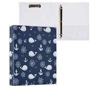 Kcldeci Raccoglitore a 3 anelli con copertina rigida per carta formato lettera, volanti con balene, anelli rotondi da 3,8 cm, organizer per scuola/ufficio, confezione da 1