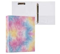 Kcldeci Raccoglitore a 3 anelli, con copertina rigida, rosa, blu, giallo, con tasche interne, per scuola, ufficio, ricette, 1 confezione