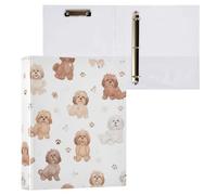 Kcldeci Raccoglitore a 3 anelli con copertina rigida, simpatici e felici cani Havanese, 3,8 cm, anelli rotondi con tasche interne, per scuola, ufficio, ricette, raccoglitori, confezione da 2