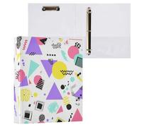 Kcldeci Raccoglitore a 3 anelli con copertina rigida, stile colorato di design, anelli rotondi da 3,8 cm, con tasche interne, per scuola, ufficio, ricette, 1 confezione