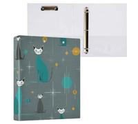 Kcldeci Raccoglitore a 3 anelli, copertina rigida, metà secolo Cat1, anelli rotondi da 3,8 cm, con tasche interne, per scuola, ufficio, ricette, 1 confezione