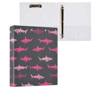 Kcldeci Raccoglitore a 3 anelli, copertina rigida, squalo su grigio scuro, anelli rotondi da 3,8 cm, con tasche interne, per scuola, ufficio, ricette, 1 confezione