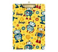 Kcldeci Robots and Gears, tavoletta portablocco in acrilico, formato A4, per scuola, infermieristica, con clip, per forniture per ufficio, scuola, oro, 30,5 x 22,9 cm