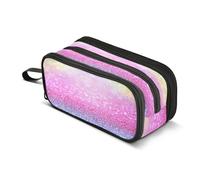 Kcldeci Simpatico astuccio con glitter color arcobaleno, grande capacità, per ufficio, scuola, adolescenti, ragazze, ragazzi, donne, adulti, Multicolore, 8.86*3.54*4.33in