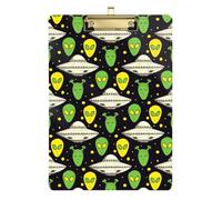 Kcldeci Sketch Aliens and Plate - Tavolette portablocco in acrilico, formato A4, per scuola, insegnanti, donne, ufficio, scuola, colore argento, 30,5 x 22,9 cm