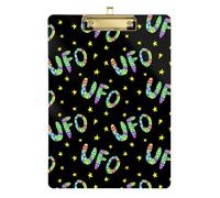 Kcldeci Space Ufology - Tavolette portablocco in acrilico con disco volante, formato A4, per scuola, insegnanti, donne, forniture per ufficio e scuola, colore argento, 30,5 x 22,9 cm
