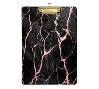 Kcldeci Tavoletta portablocco in acrilico color marmo nero, formato A4, per scuola, infermieristica, pannello rigido per forniture per ufficio, scuola oro 30,5 x 22,9 cm