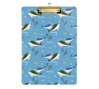 Kcldeci Tavolette portablocco in acrilico per gli amanti dei delfini, con stella marina, corallo, formato A4, per scuola, insegnanti, donne, ufficio, scuola, oro, 30,5 x 22,9 cm
