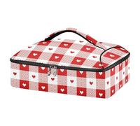 Kcldeci Trasportatore termico isolato per alimenti caldi o freddi, motivo geometrico senza cuciture con cuori per San Valentino, borsa tote isolata per cene potluck, Multicolore, Taglia unica, casa