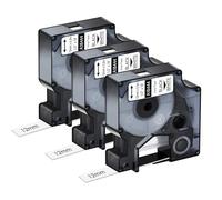 KCMYTONER Confezione da 3 nastri adesivi in vinile compatibili con Dymo Rhino Pro IND 18444, 12 mm, nero su bianco, per Rhino e nastro per etichettatrice 3M