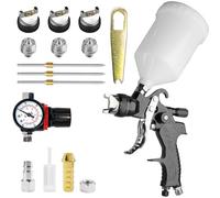 KCNKCN HVLP Pistola a spruzzo Pistola a Spruzzo per Verniciare professionale, con ugelli da 1,4, 1,7, 2,0 mm, 600 cc con manometro per vernice auto, primer, trasparente, top coat e ritocco